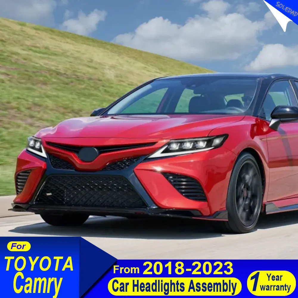 

Автомобильные фары в сборе для Toyota Camry 2018 2019 2020 2021 2022 2023, обновленные фары, светодиодные 3 линзы проектора, аксессуары