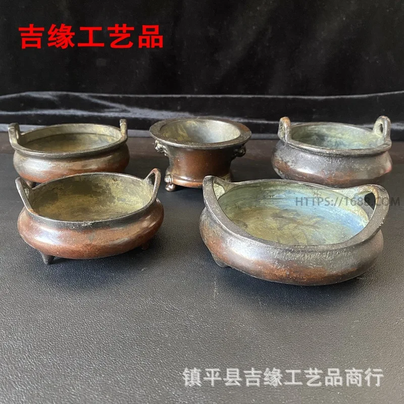 

Incense Burner Ornament Antique Alloy Vintage Three-Legged Double-Eared Incense Burner Retro Home Indoor Decoration Coil Incense