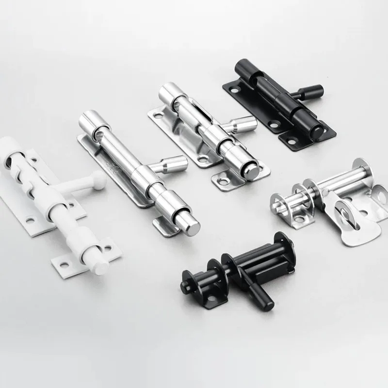 1PCS Non Perforated Stainless Steel Anti-Theft Bolt For Wooden Doors Old-Fashioned Bathroom Lock Sliding Door Lock Accessories 3