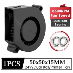 Gdstime 5015 Blower Fan 24V 50MM*15MM Turbine Fan 50MM Dual Ball DC Brushless Radial Fan 8500RPM High Speed for 3D Printer Part