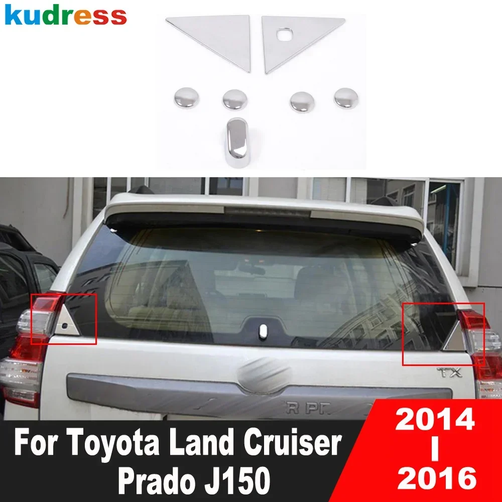 

Car Rear Window Triangle Cover Trim For Toyota Land Cruiser Prado J150 2014 2015 2016 ABS Chrome Exterior Molding Accessories