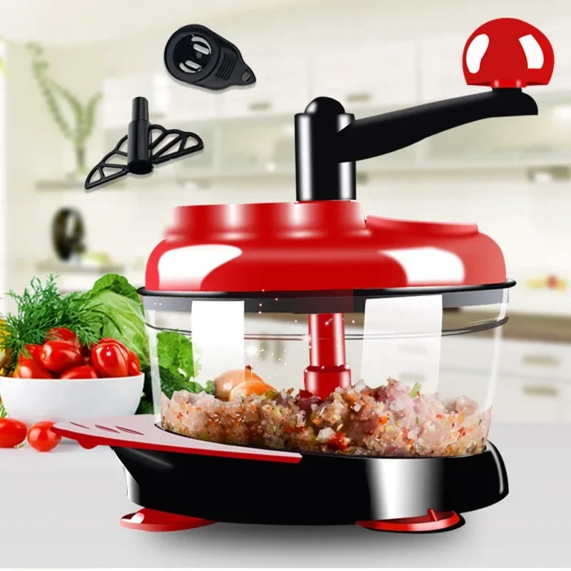 500ml-1.5L High-capacity Multi-function Kitchen Manual Food Processor Meat Grinder Vegetable Chopper Shredder Cutter Egg Blender