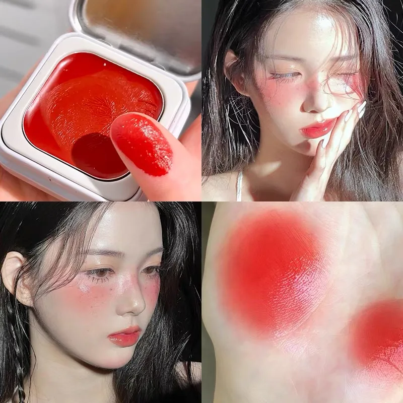 Multipurpose Face Makeup Blush Cream Sexy Red Cheek Contour Shadow Peach Pink Blush Palette Matte Moisturizing Lipstick Lipgloss