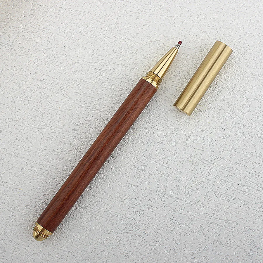 Vintage Wood Body Ballpoint Pen 0.5mm Black Ink Retro Metal Cap Gel Pen Stationery Writing Tool School Office Supplies Gifts