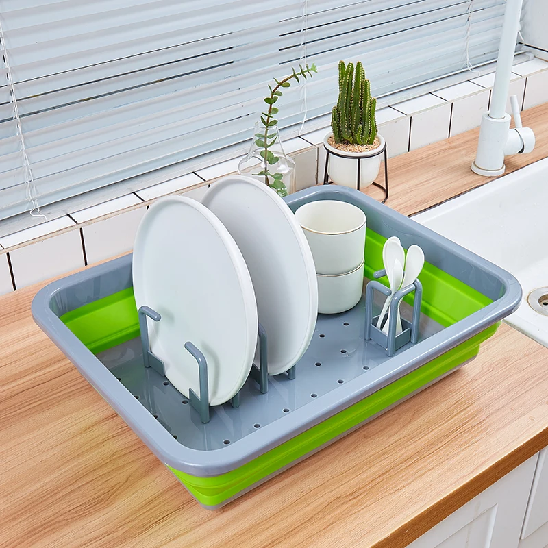 Foldable DIY Dish Rack Portable Silicone Drying Rack Folding Bowl Tableware Drainer Storage Holder Kitchen Accessories Organizer