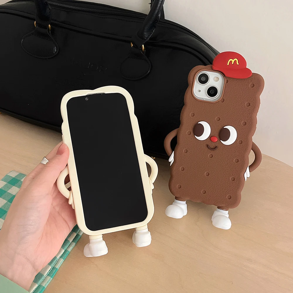 Kawaii 3D Japan Ins Chocolate Toast Cookies Weiche Silikon Handyhülle Stoßfeste Abdeckung für iPhone 16 15 14 13 12 Pro Max – Detail 5