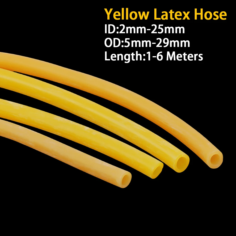 

1-6 Meters Yellow Latex Hose High Elasticity Tourniquet Elastic Hose Pulse Pressure Band Rubber Band OD 5mm-29mm ID 2mm-25mm