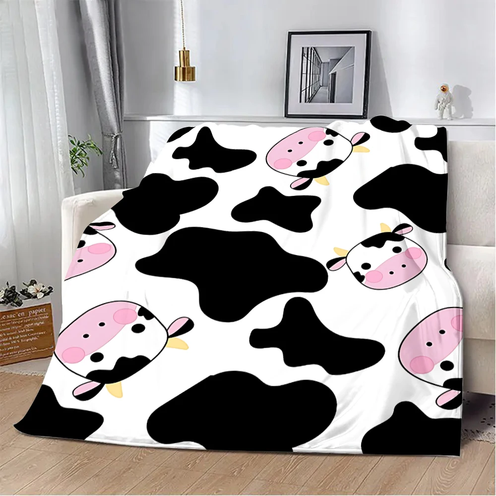 

Cute Cartoon Cow Black And White Printed Blanket Picnic Blankets Warm Blanket Soft and Comfortable Home Travel Birthday Gift