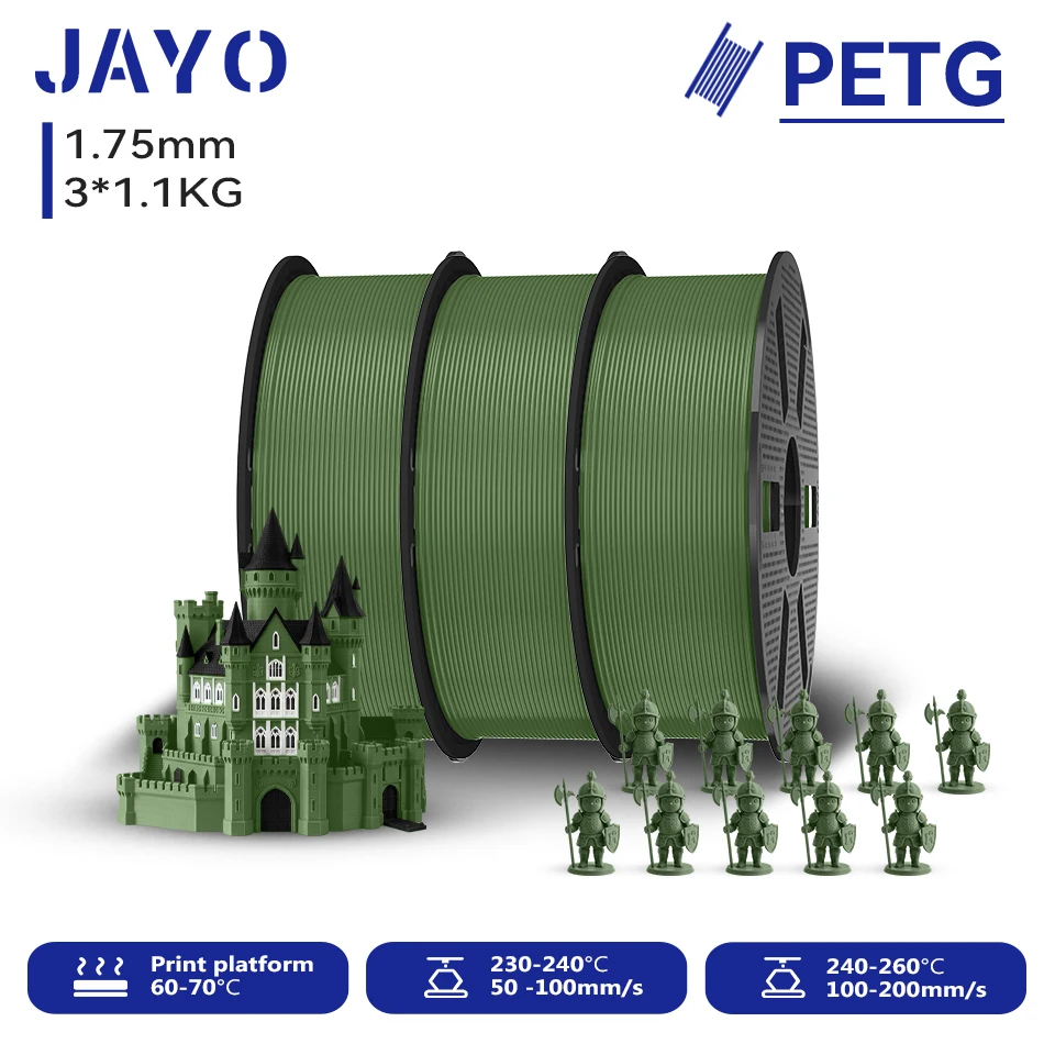 JAYO 3,3KG 3D PETG Klares Druckerfilament 1,75MM Hochfest Ohne Blasen Sauber Gewickelt für 3D 99% FDM DIY Geschenkmaterial