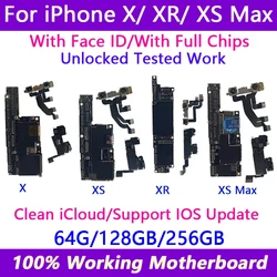 All Unlocked Motherboard Clean iCloud For iPhone x/xr/xs Motherboard With Face ID 64G 128G Support iOS Update Logic Xs Max Board