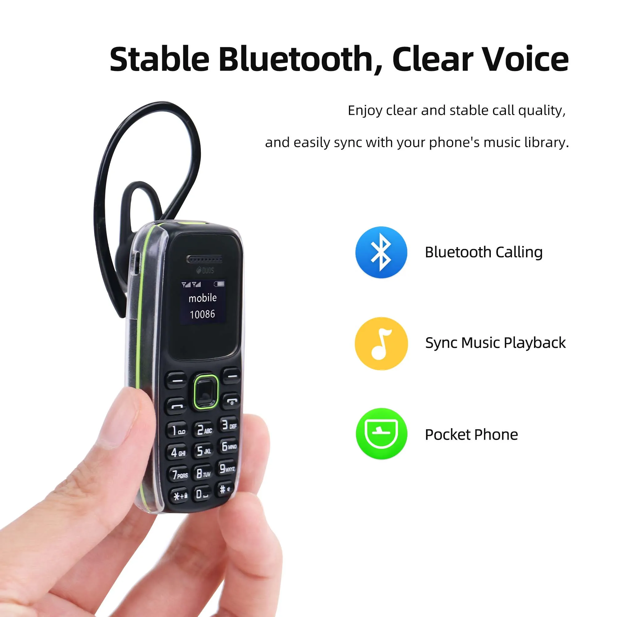 BM310 Unlocked Mini Mobile Phone Magic Voice Bluetooth Earphone Dual SIM Automatic Call Recording Low Radiation Small Cell Phone