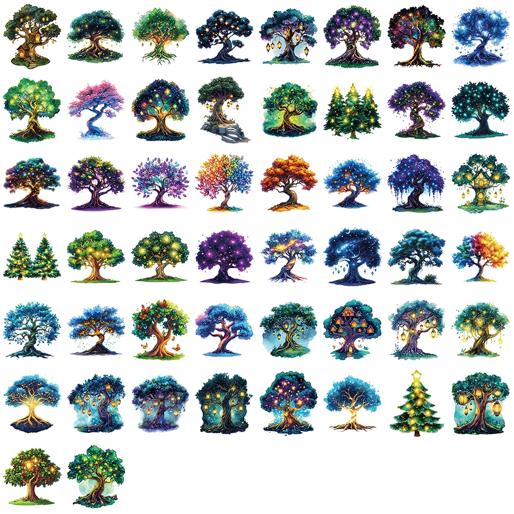 10/30/50 pçs transparente dos desenhos animados árvore mágica adesivos criativos decalques estéticos para papelaria telefone guitarra pet decoração adesivo