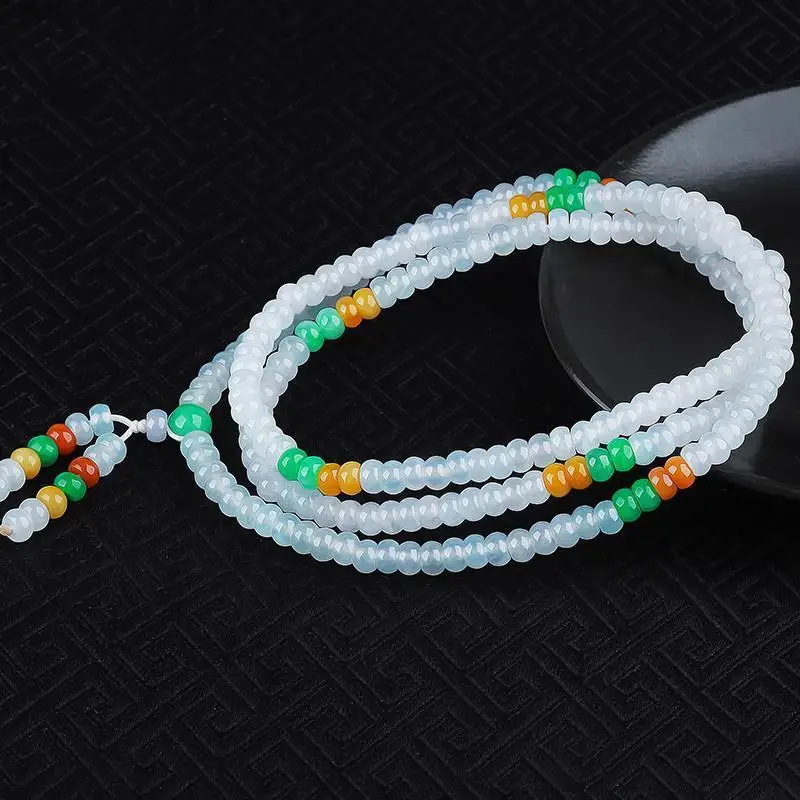 New Jewelry Explosion Three-color Beads Jadeite Necklace Natural Jade Pendant Rope Genuine