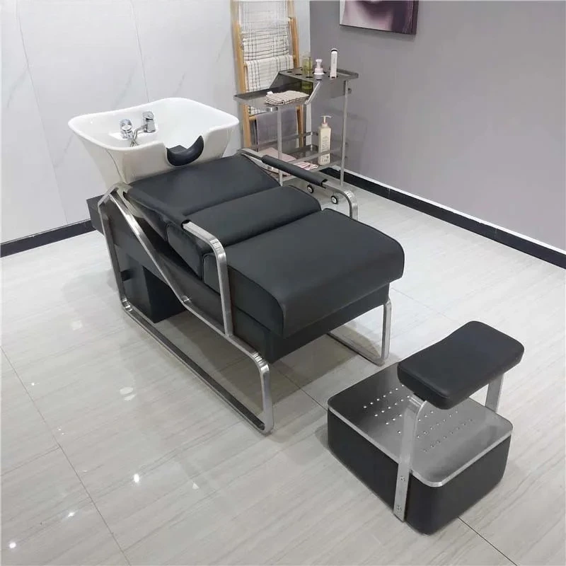 

BShampoo bed High-end barber shop Half-lying ceramic basin Shampoo bed