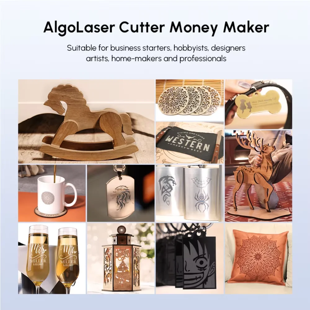 AlgoLaser 20W Uscita Professionale Macchina per incisione laser ad alta precisione Alpha MK2 con pompa d'aria per vetro in acciaio inossidabile fai da te