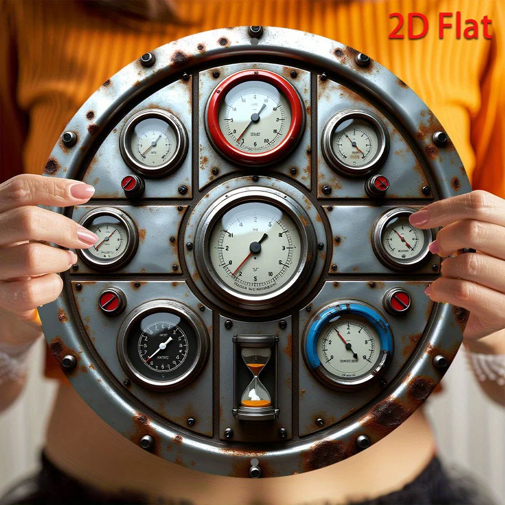 CIFBUY Vintage-Wandkunst aus Eisen, 20,3 cm, rundes Metallschild, wasserdicht, Feuerwehrstation-Dekoration, Retro-Armaturenbrett-Dekoration für Büro und Zuhause