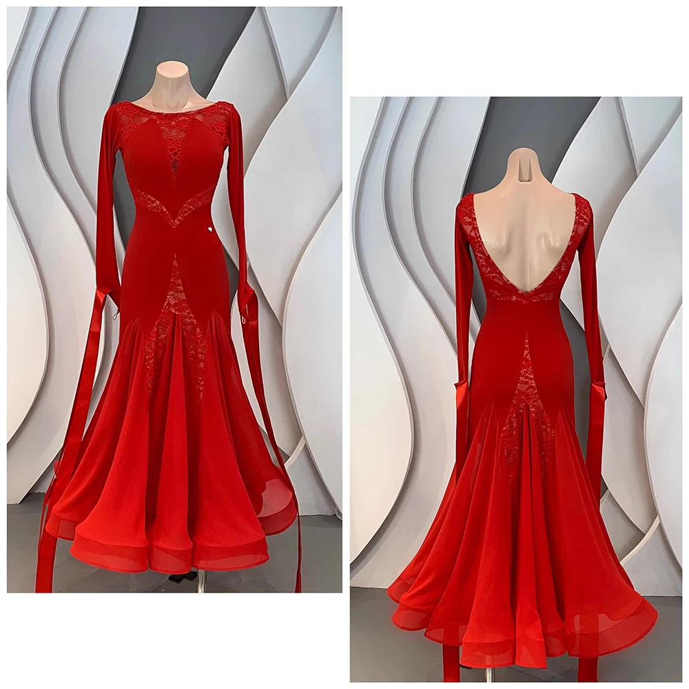 Customized High-end Ballroom Dance Competition Dress Women Performance Waltz Dancing Clothes Long Modern Dancewear Costumes