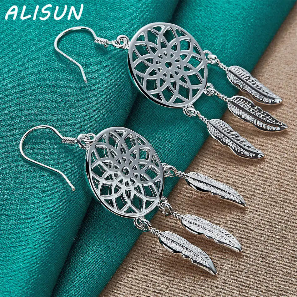 Alisun 925 prata esterlina dreamcatcher brincos gota moda jóias charme graça nobre acessórios de casamento