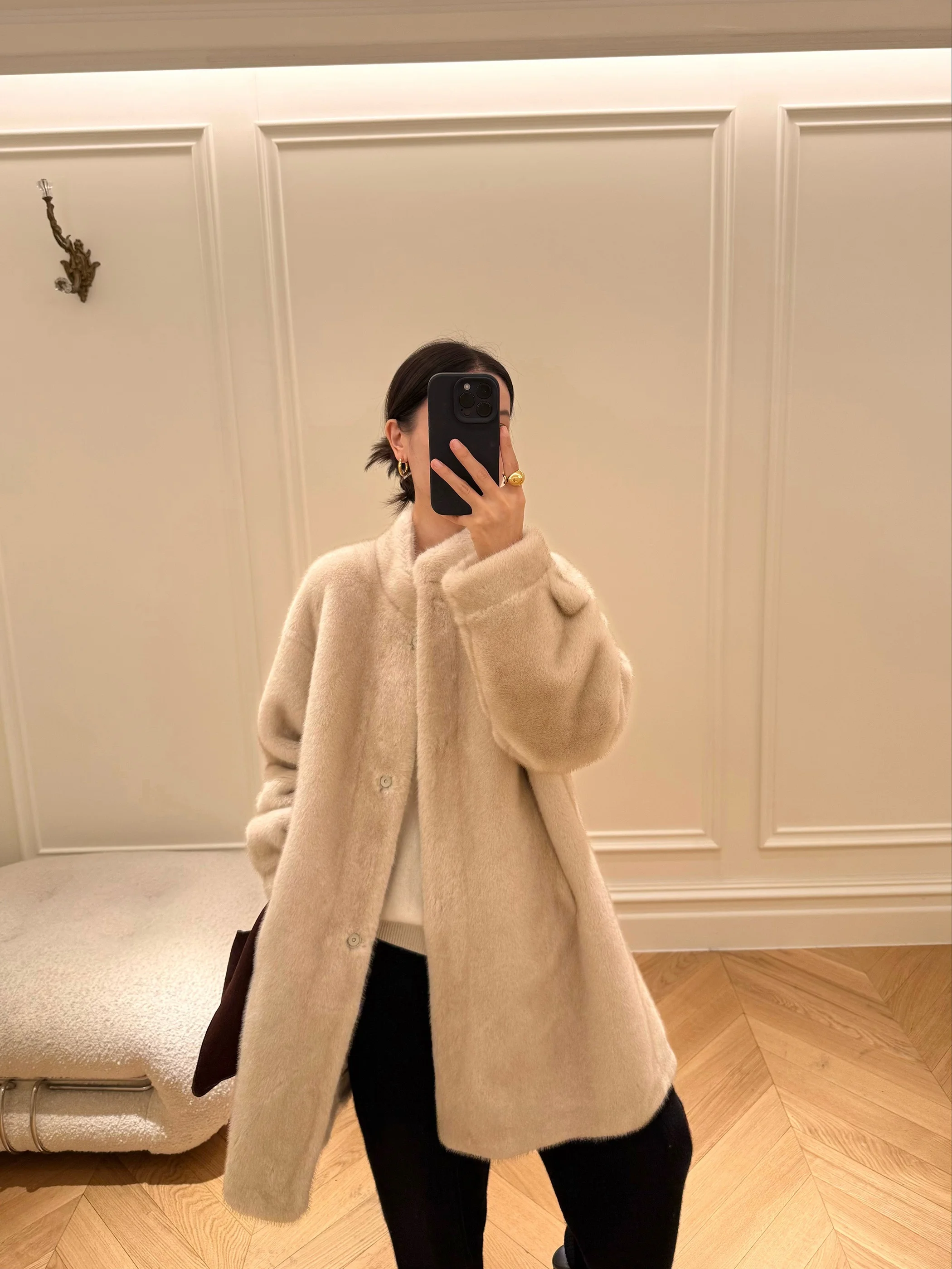 

Официальное зимнее длинное свободное меховое пальто Dalii с воротником-стойкой, экологичное, женское, средней длины, простое, для повседневной носки, верхняя одежда