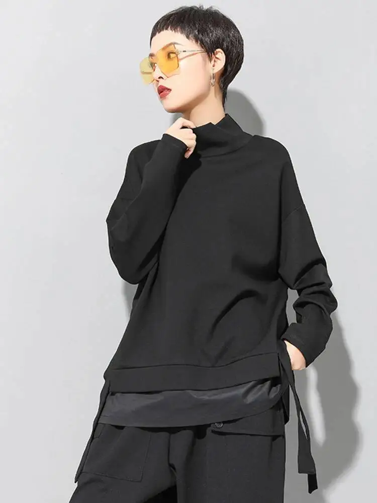 

Big Asymmetrical Loose Fit Size Sweatshirt New High Collar Long Sleeve Women Big Size Fashion Spring Autumn 2026 B4NC