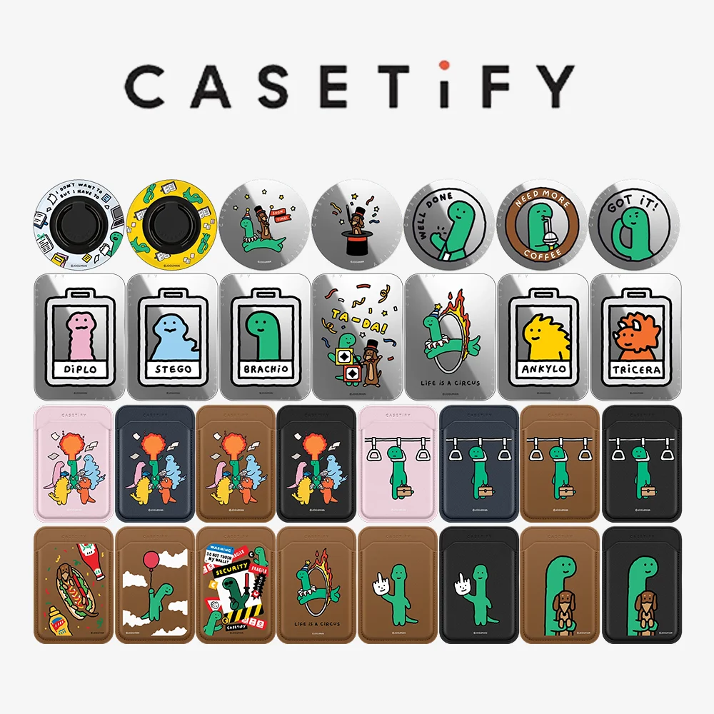 CASETiFY Joguman Studio Funny Little Dinosaur Series Magnetic Phone Holder Card Pack for iPhone17 16 15 14 13for Samsung S25 S26