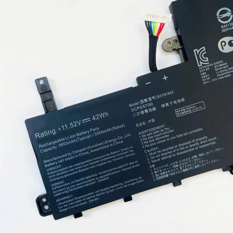 11,52 V 42Wh B31N1842 Аккумулятор для ноутбука ASUS VivoBook S531FA V531FL V531FA X531FA S15 S531FL S530FA-EJ042T 3ICP5/57/80