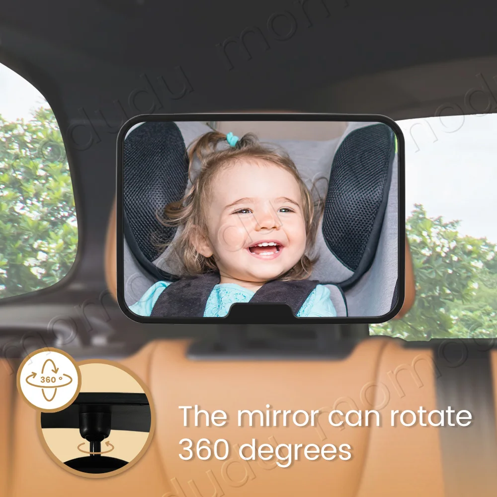 Baby Car Mirror 360° Rotatable Facing Car Seat Mirrors Baby Car Monitor with Wide Clear View, Shatterproof, Easy Assembled