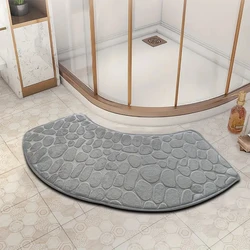 Curved absorbent floor mat fan-shaped carpet shower room 1.2 cm thickened door mat toilet toilet foot mat bathroom non-slip mat