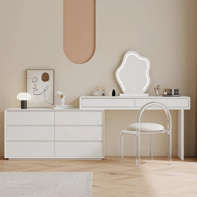 

Women Girls Modern Vanity Table Storage Organizer Nordic Unique White Dresser Mirror Chair Penteadeira Quarto Furniture Bedroom