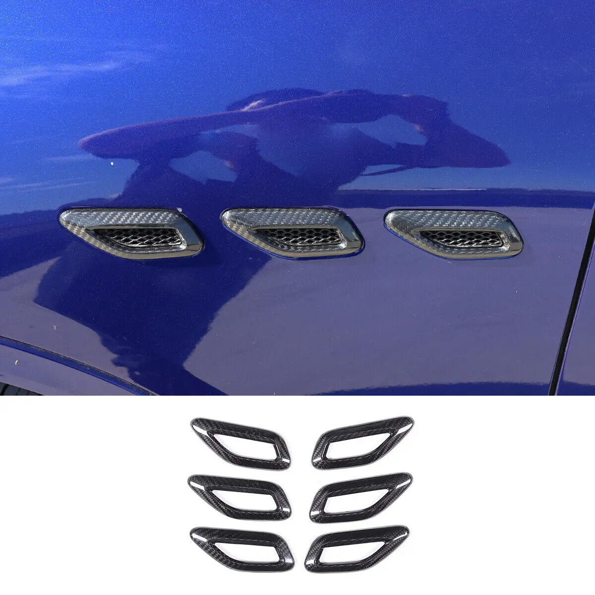 

6Pcs Carbon Fiber Car Side Air Vent Fender Frame Cover Trim Kits For Maserati Grecale 2022-2023