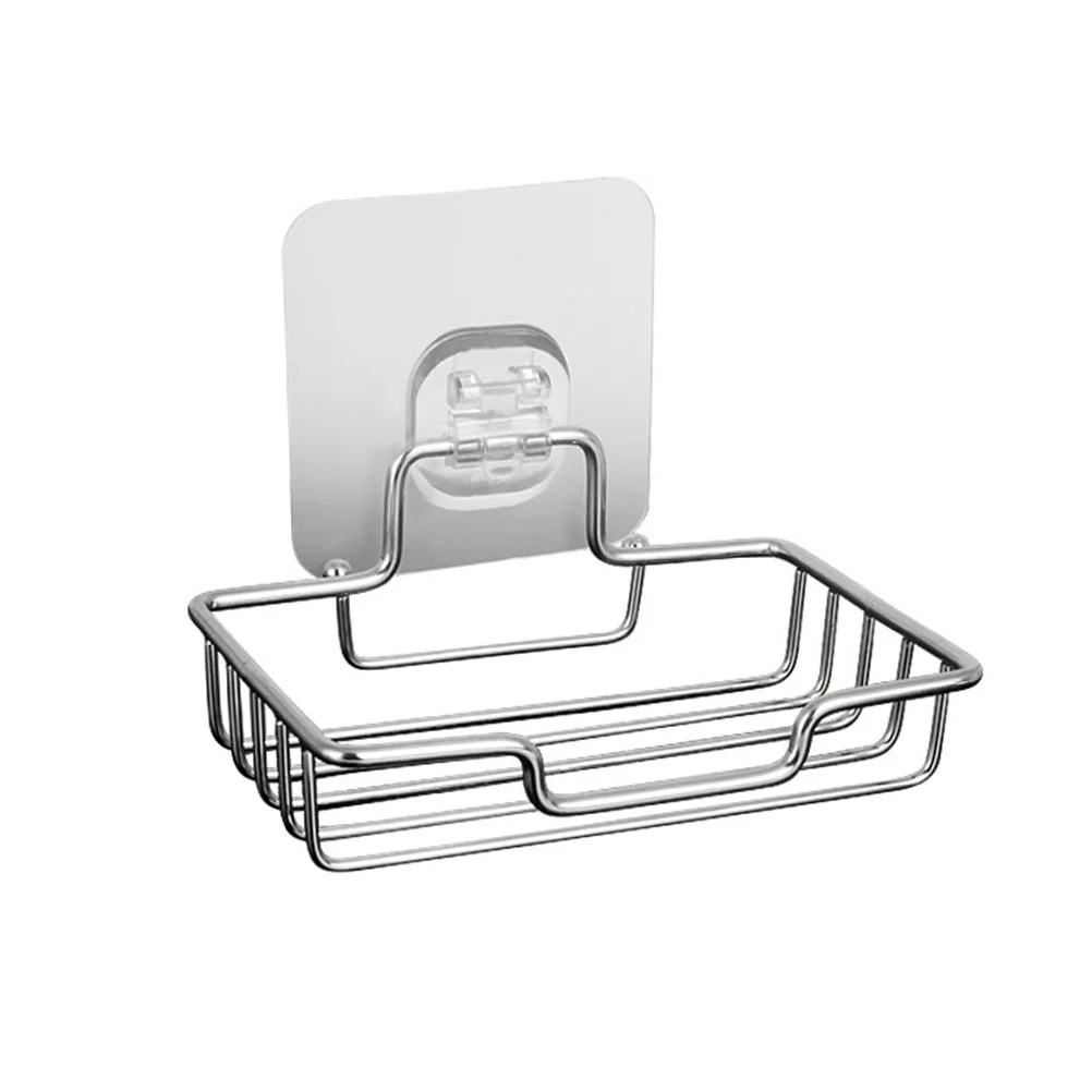 

Heavy Duty Stainless Steel Soap Holder Punch Free Sponge Drain Rack Kitchen Shelf Rustproof Home Storage Organizer