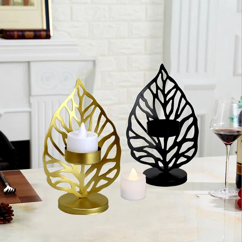 

Candle Holder Nordic Iron Art Gold Base Living Room Desktop Decoration Simple Creative Gold Leaf Craft