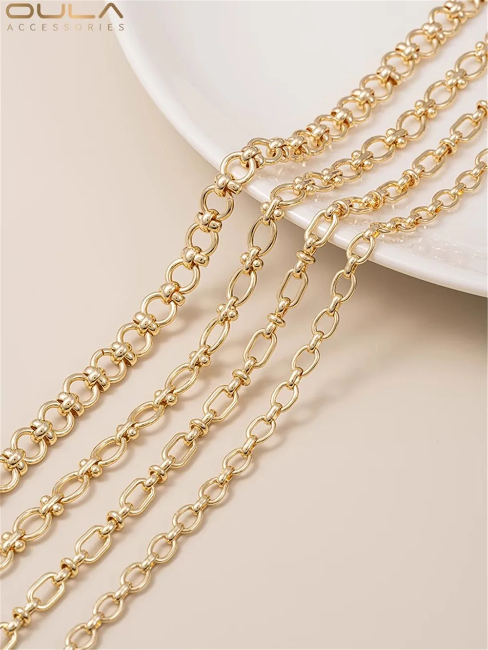 

Colored Handmade Chain 14K Gold Wrapped Oval Egg Shaped Chain Long O Chain Loose Chain DIY Bracelet Necklace Accessories