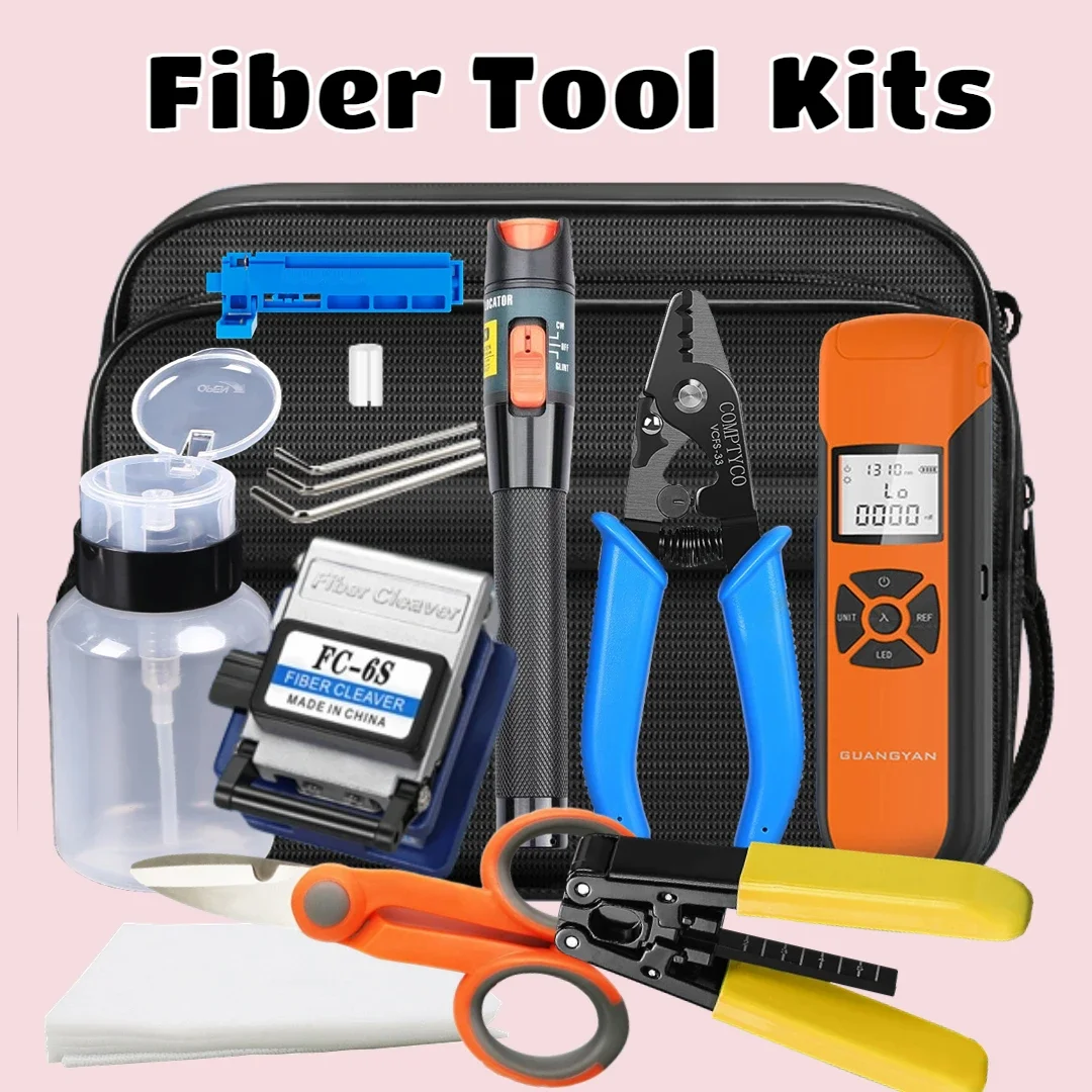 fiber-tool-kit-skl-6c-fc-6s-fiber-cleaver-70~-10db-optical-power-meter-10mw-v-f-l-10mw-and-kevlar-shears-with-vcfs-33-stripper