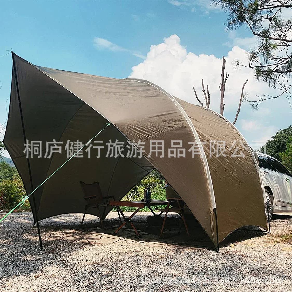 

Outdoor Camping Car Tail Tent Sunshade Waterproof Shed Multifunctional Eggshell Canopy Beach 210D Oxford Silver Coated