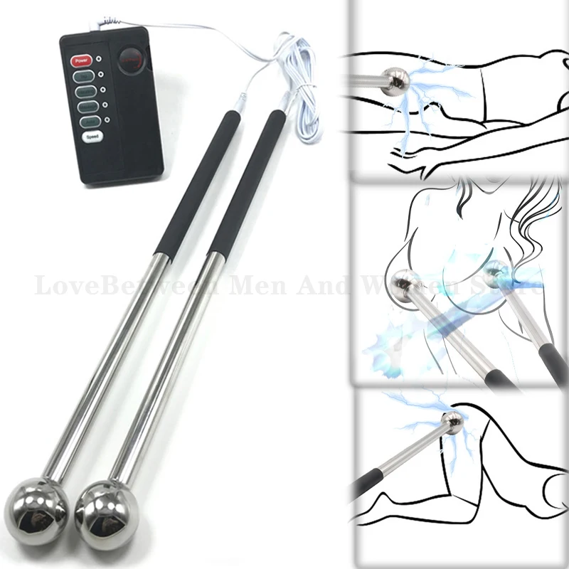 Metal Electric Shock Rod Stainless Steel Hand Held Male Expander Nipple Stimulator Butt Catheter Adult Sex Toy for Man BDSM Tool