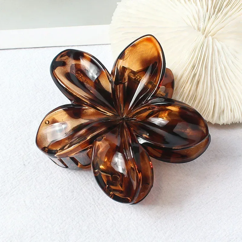 Elegant leopard print flower hair clip sweet ponytail hair clip pan hair crab clip Halloween party hair accessories for women