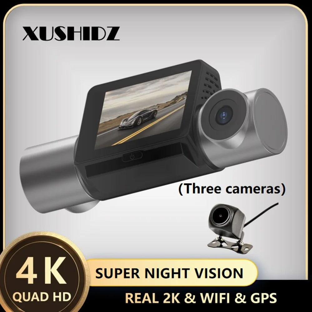 

XUSHIDZ X58MAX 3 Camera HD 4K Touch Screen WiFi GPS Dash Camera G-sensor DVR Car Video Recorder Dashcam Night Vision App Control