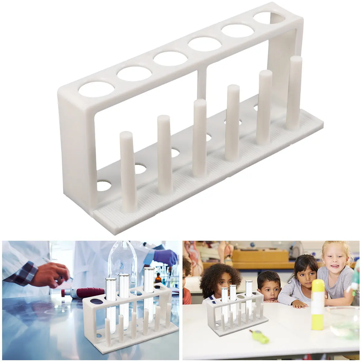 Plastic Test Tube Rack Water Quality Holder 6 Holes Anti-Slip Laboratory Organizer Suitable for School Test Tube Rack