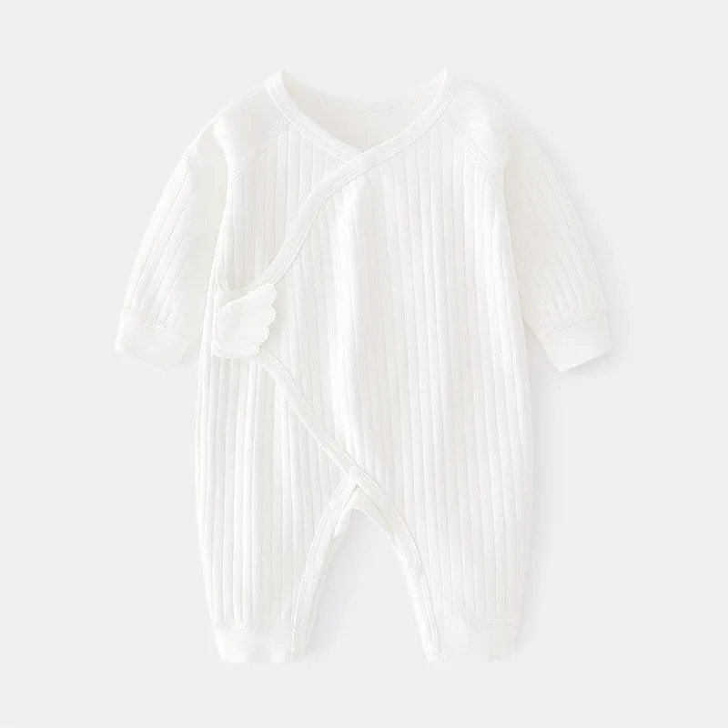 0-6M Spring Autumn Newborn Baby Girl Boy Romper Cotton Solid Soft Infant Jumpsuit With Wing Casual Clothes For Infant Bodysuit