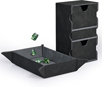 MTG Card Deck Box with Dice Rolling Tray, Fits 200+ Double Sleeved Cards, Denim Textured Card Storage Box for Yugioh PTCG Cards