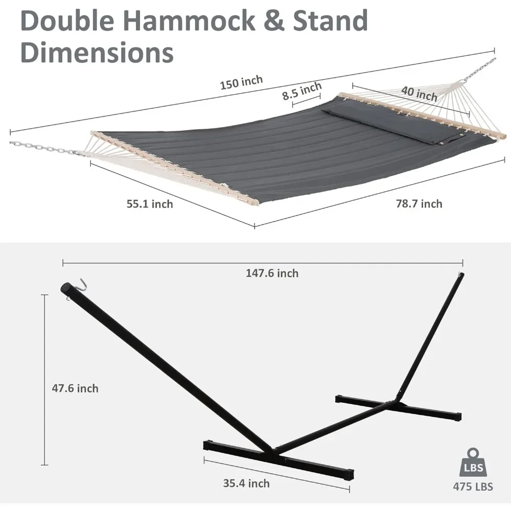 2 Person Hammock with Stand, Heavy Duty Portable Hammocks, 450 lbs Capacity, Hammocks