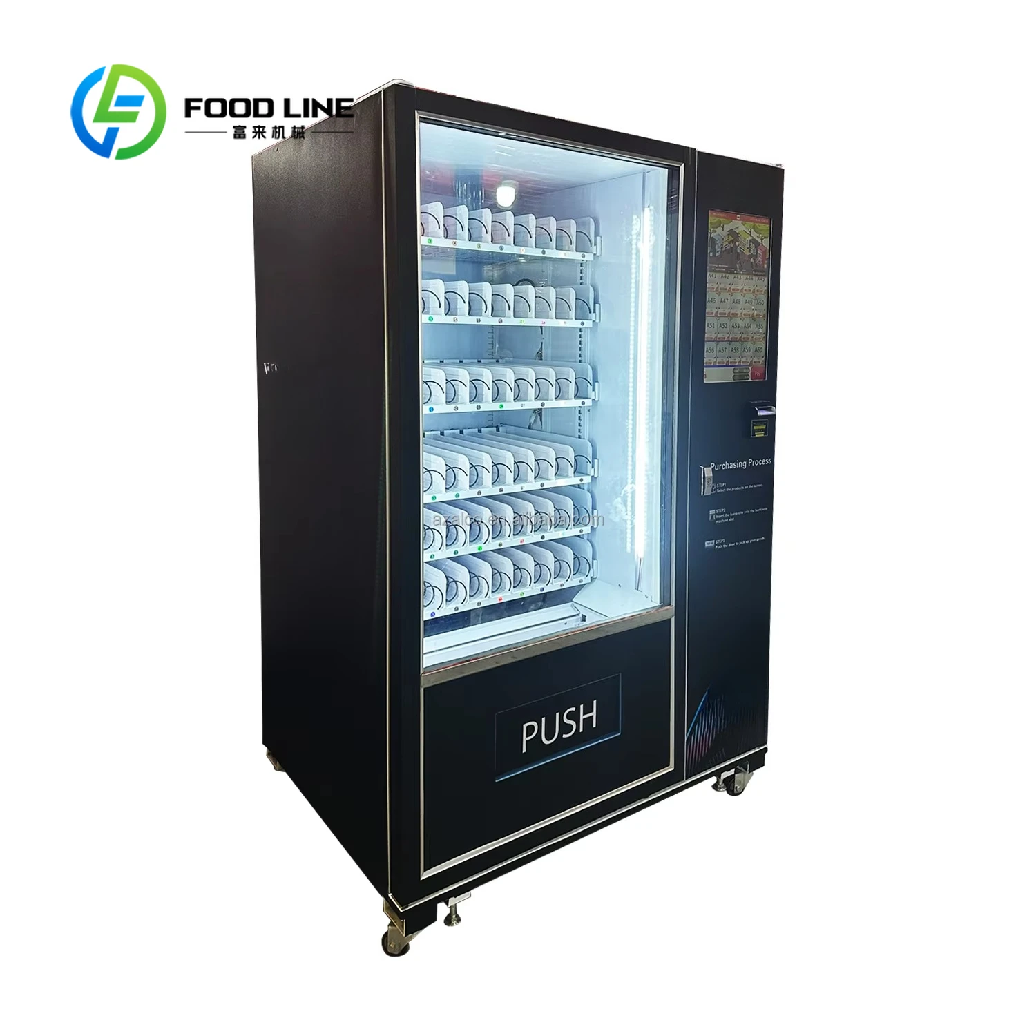 Máquina expendedora de bebidas y aperitivos con pantalla táctil de 21,5 pulgadas, versión sin conexión y en línea, intercambio gratuito, combinación norteamericana