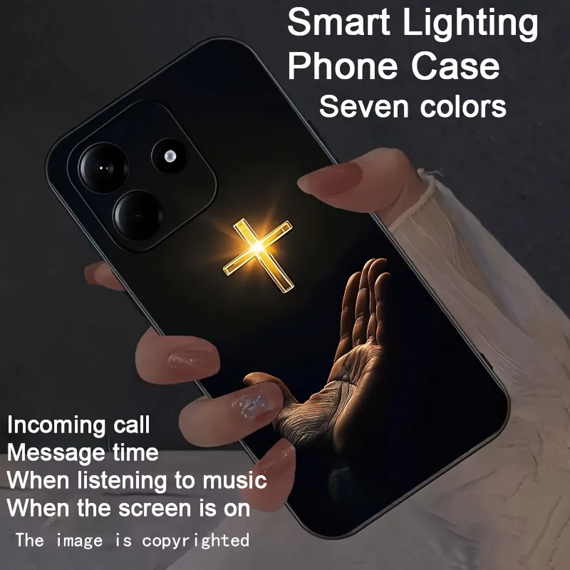 Cross-Shaped Holy Light Colorful Smart Case Glow-In-The-Dark Cover For Samsung Galaxy S26 S24 S23 S22 Ultra S21 S25 FE A15 A16