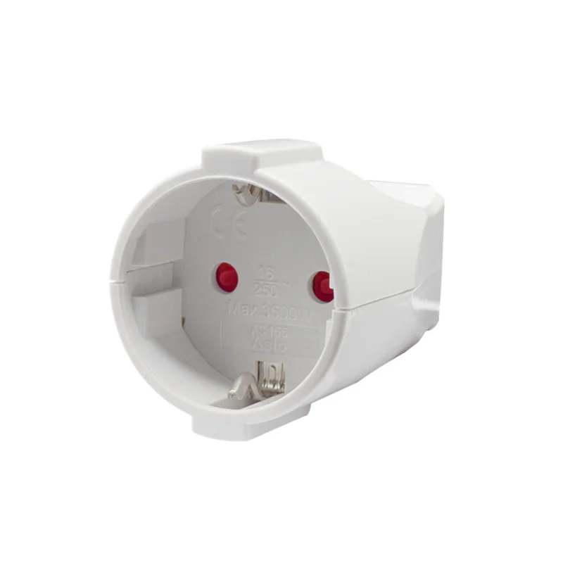 White 250v 16a Male Female Assembly Receptacle connector french Russia Korea German EU  power cord wired cable plug Socket