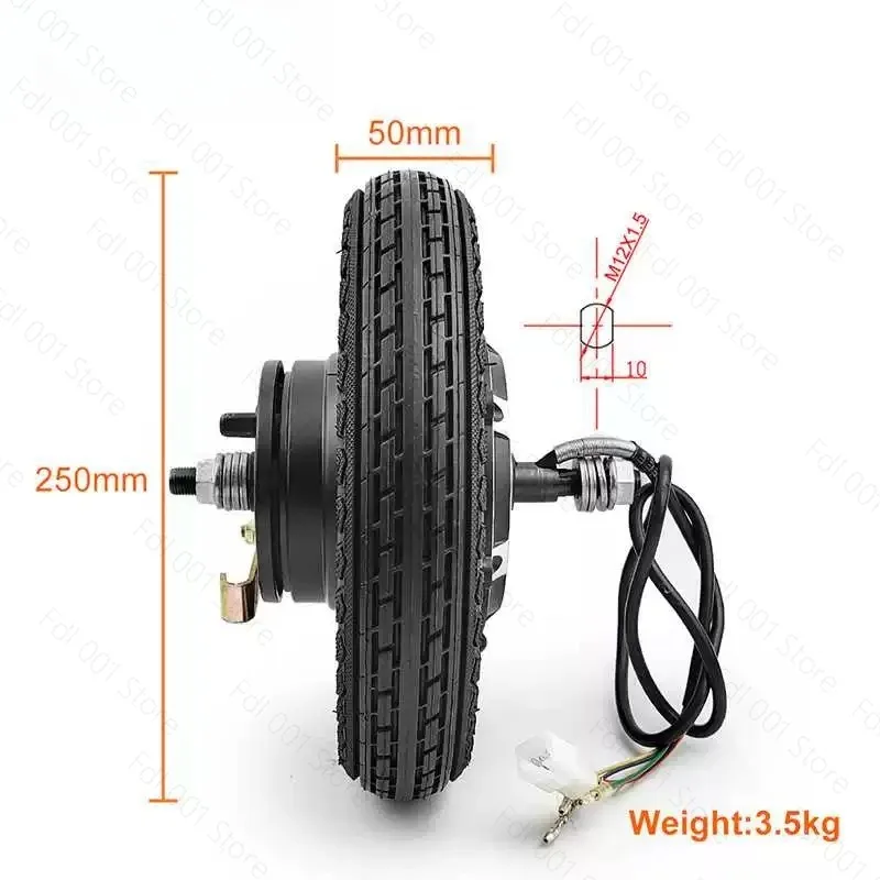 10-Inch inflatable wheel scooter motor 24V/36V/48V350W toothless electric scooter motor