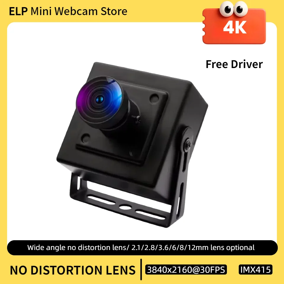 ELP Ultra HD 4K IMX415 USB-камера 3840x2160 30 кадров в секунду Мини-камера с объективом 3,6 мм для 3D-печати, промышленной инспекции