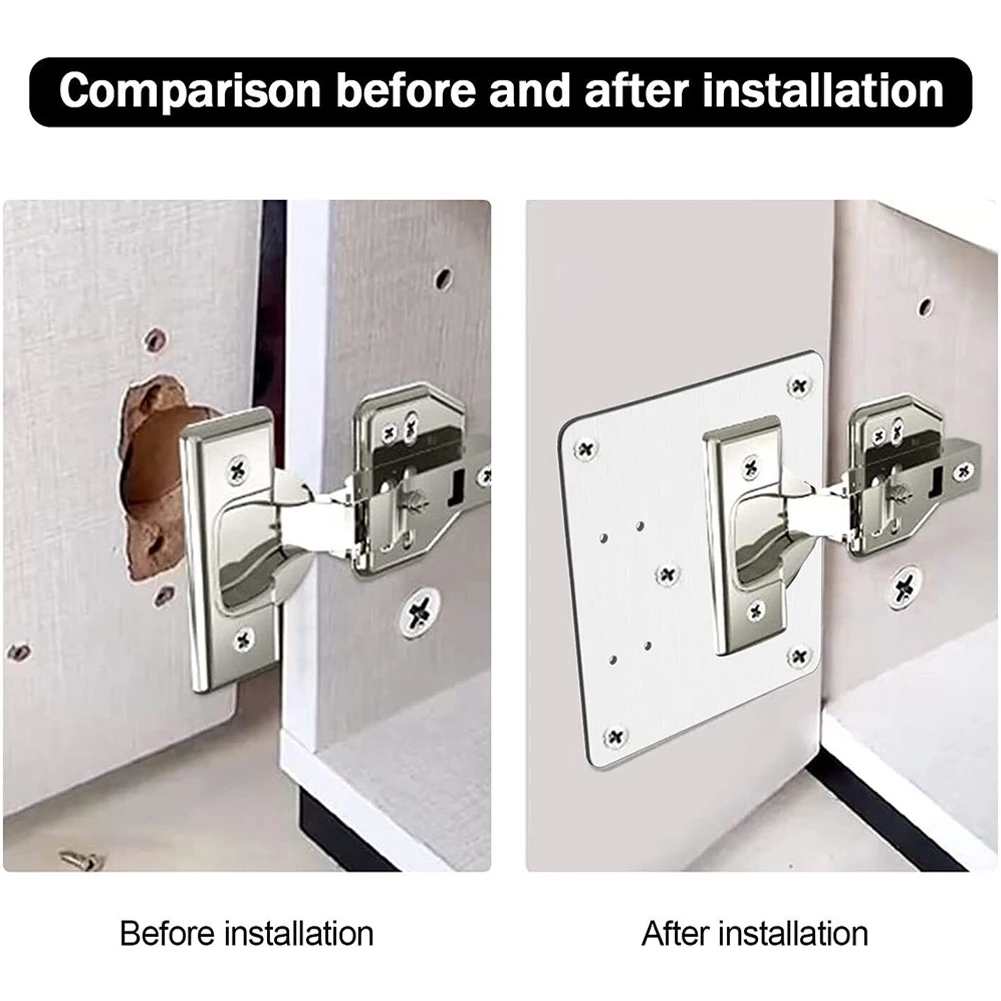 Cabinet Tool Hinge Repair Plate 90*90mm 3.5*3.5in Attractive 1 2 4 10 Pcs For Door Rust Resistant Stainless Steel