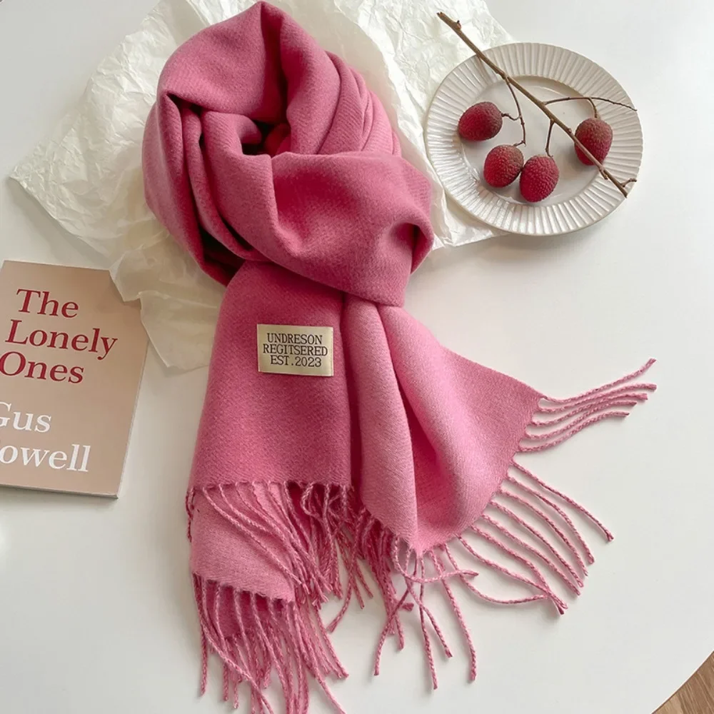 

Simple Tassel Imitation Wool Scarf Warm Thicken Cashmere Shawl Two-sided Multicolor Winter Long Shawl Autumn Winter