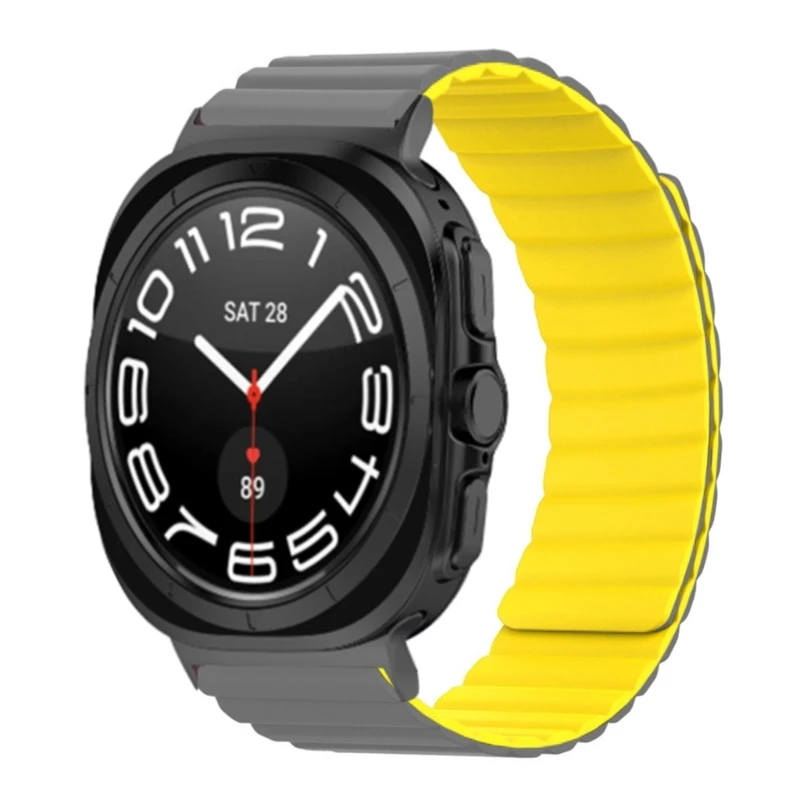 Pulseira para relógio 47mm, pulseira liberação rápida à prova suor, cinto magnético silicone